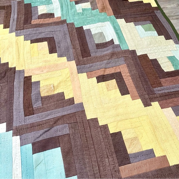 Rustic suede vibe Quilt patchwork blanket/cover up w cottagecore farmhouse vibe - Picture 4 of 14